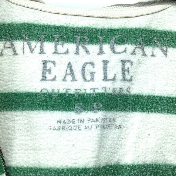 American Eagle Hoodie Women SP Hooded Sweatshirt Sweater Casual White Green - Picture 6 of 8